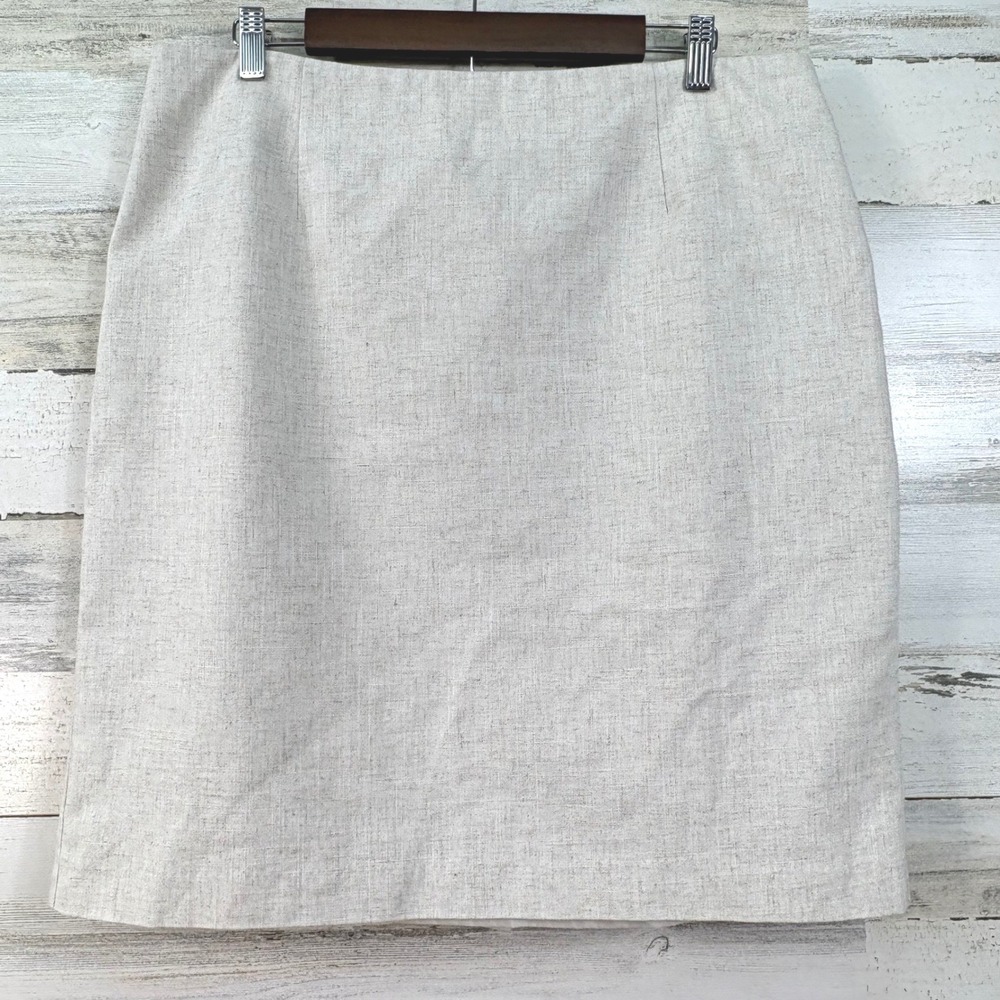 Dressbarn 16 Beige Linen Blend Lined Pencil Skirt Career Professional Office